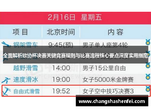 全面解析欧协杯决赛关键竞赛规则与比赛流程核心要点深度实用指南
