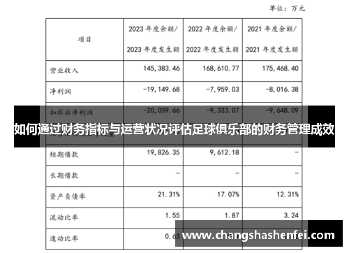 如何通过财务指标与运营状况评估足球俱乐部的财务管理成效